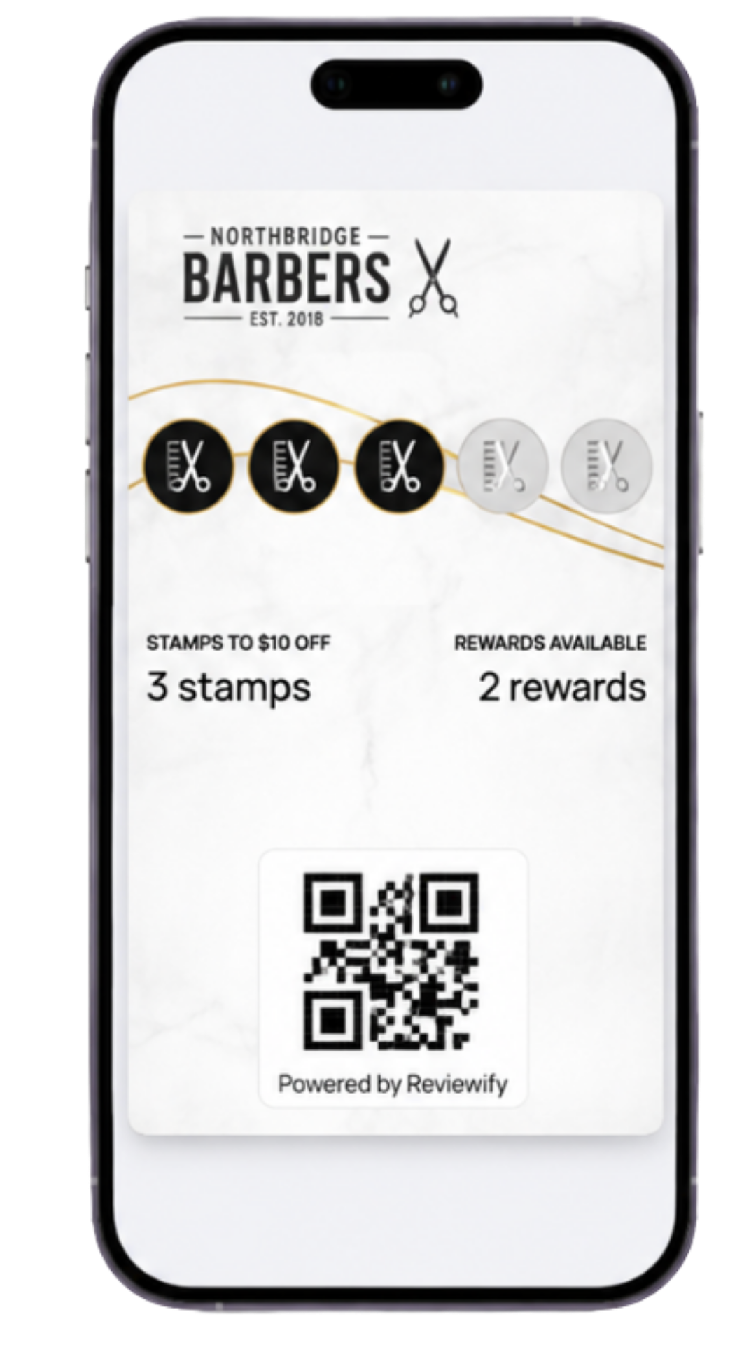 Northbridge Barbers digital loyalty card in a phone wallet