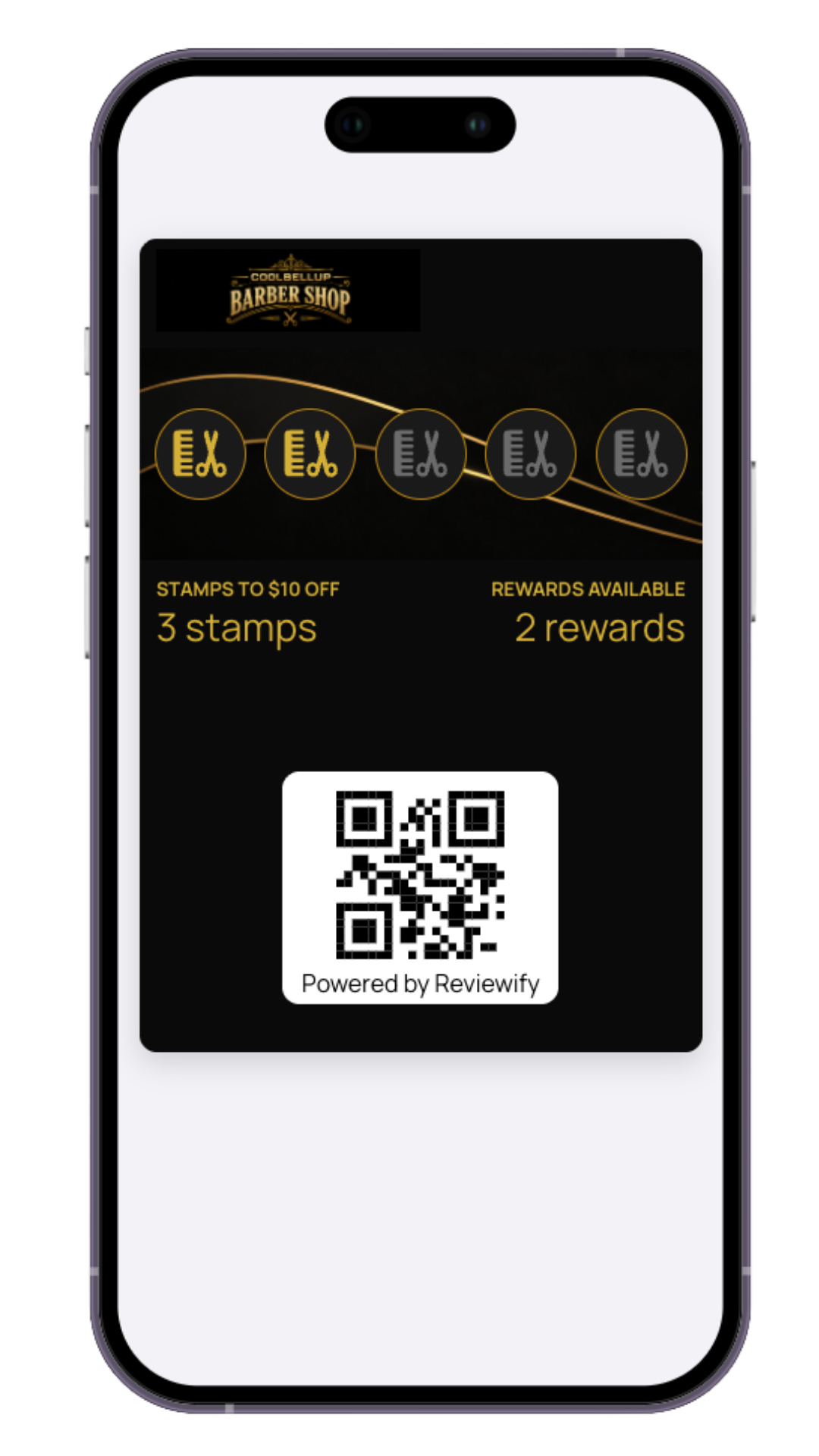 Coolbellup Barber Shop digital loyalty card shown in a customer's mobile wallet